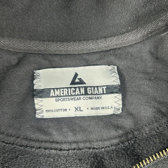American Giant Men's Full Zip Black Moto Heavy Sweatshirt Jacket XL Made In USA - Picture 6 of 6